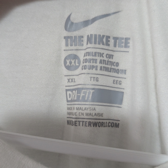 NIKE TEE Men's Size XXL "Athletic Cut" White/Black Swoosh On Chest - Picture 4 of 4